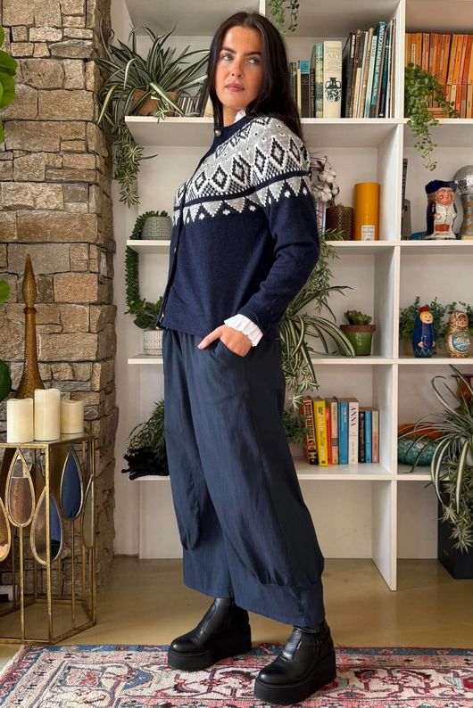 Fair Isle Cardigan Navy 